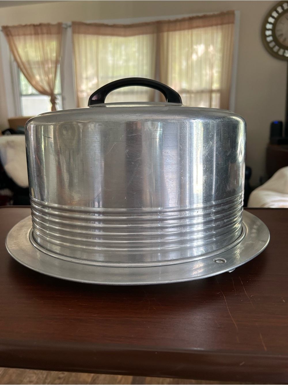 Vintage MCM Regal Ware Aluminum Cake Carrier with Black Handle, 6”x 12”